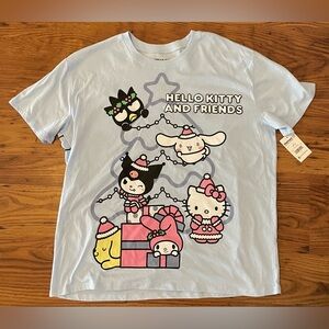light blue Hello Kitty & Friends women's Christmas soft graphic tee size Large